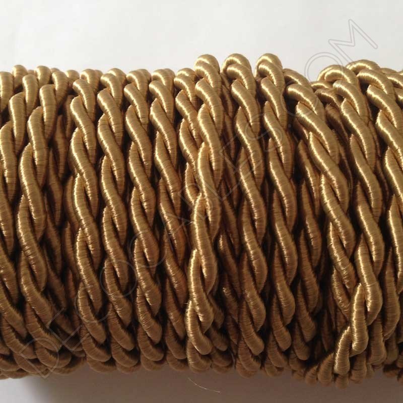 Cable eléctrico trenzado de seda dorado Cable eléctrico trenzado de seda dorado