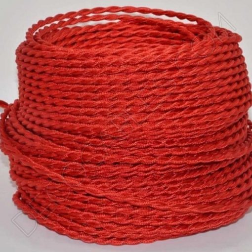 Cable eléctrico trenzado de seda rojo