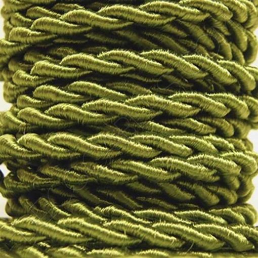 Cable eléctrico trenzado de seda color verde