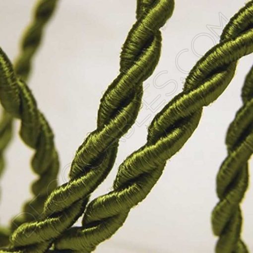 Cable eléctrico trenzado de seda color verde