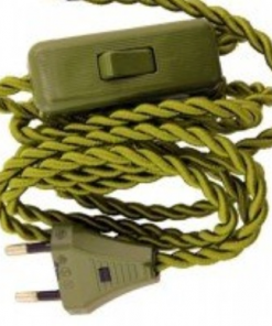 Cable eléctrico trenzado de seda color verde