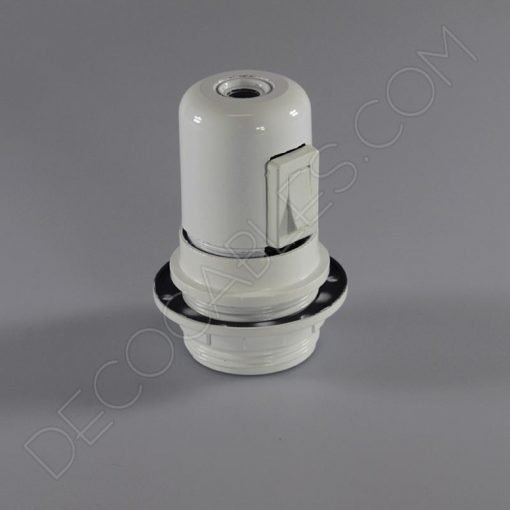 Portalámparas de baquelita para pantallas con interruptor color blanco