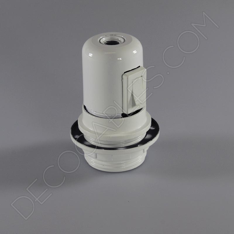 Portalámparas de baquelita para pantallas con interruptor color blanco Portalámparas de baquelita para pantallas con interruptor color blanco