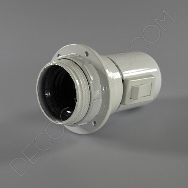 Portalámparas de baquelita para pantallas con interruptor color blanco Portalámparas de baquelita para pantallas con interruptor color blanco