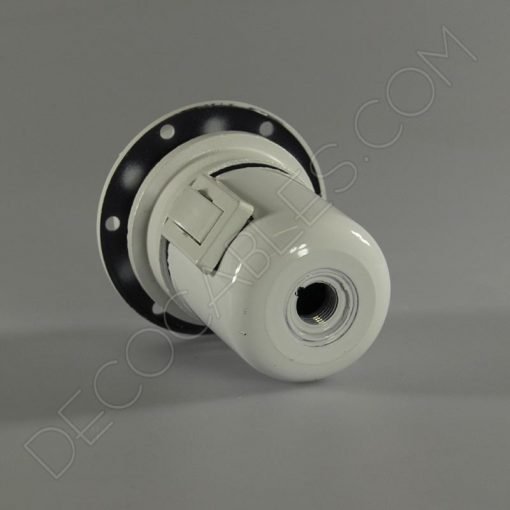 Portalámparas de baquelita para pantallas con interruptor color blanco