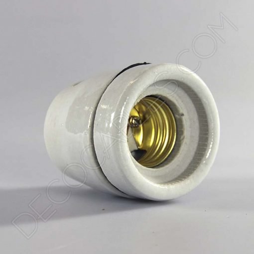 Portalámparas cerámico esmaltado colgante (Blanco mate) 2 Portalámparas de cerámica esmaltada en color blanco con anilla para colgar