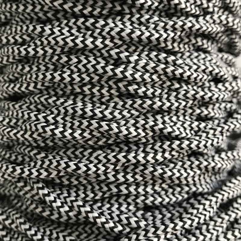 Cable eléctrico trenzado bicolor zig zag blanco negro Cable eléctrico trenzado bicolor zig zag blanco negro