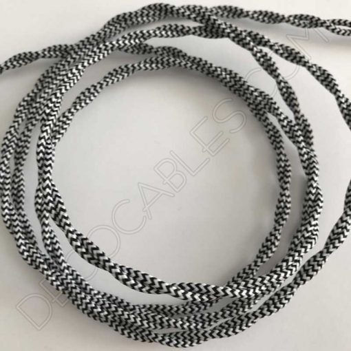 Cable trenzado bicolor blanco y negro 2 Cable eléctrico trenzado bicolor zig zag blanco negro