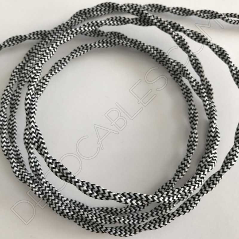 Cable eléctrico trenzado bicolor zig zag blanco negro Cable eléctrico trenzado bicolor zig zag blanco negro