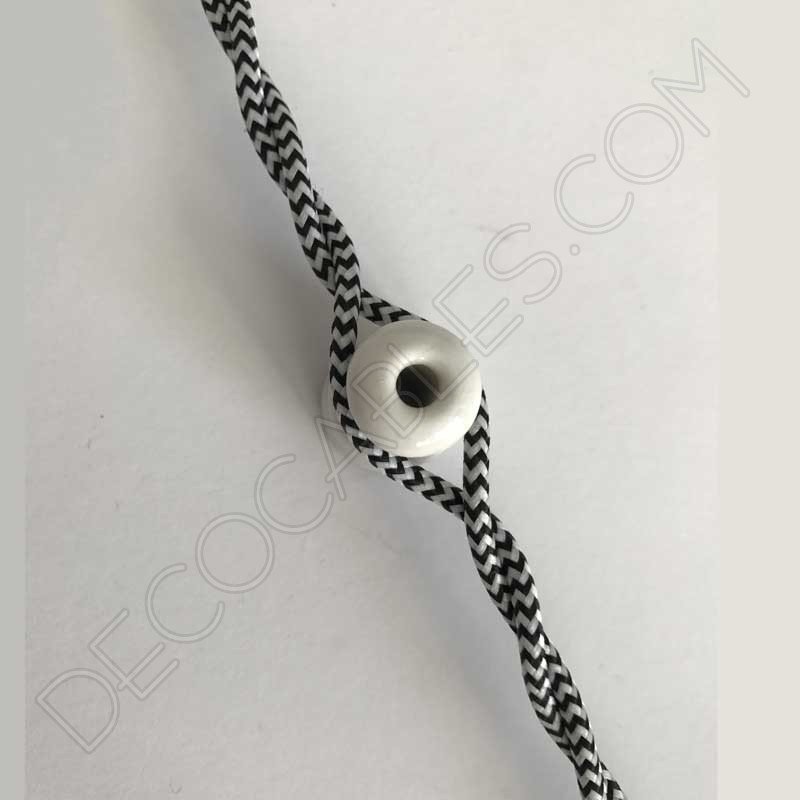 Cable eléctrico trenzado bicolor zig zag blanco negro Cable eléctrico trenzado bicolor zig zag blanco negro