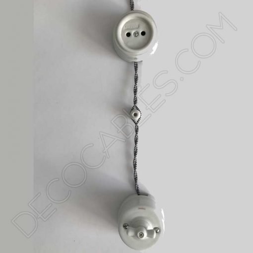 Cable trenzado bicolor blanco y negro 4 Cable eléctrico trenzado bicolor zig zag blanco negro