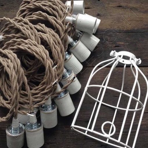 Cable eléctrico trenzado bicolor marrón zig zag