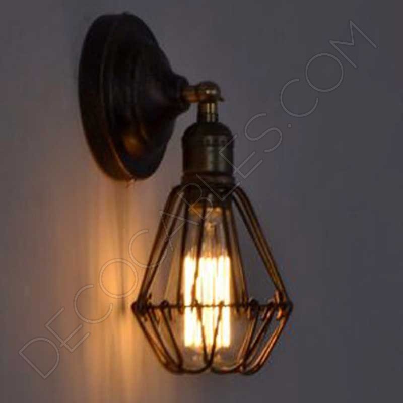 Lámpara Vintage de pared modelo jaula Lámpara Vintage de pared modelo jaula