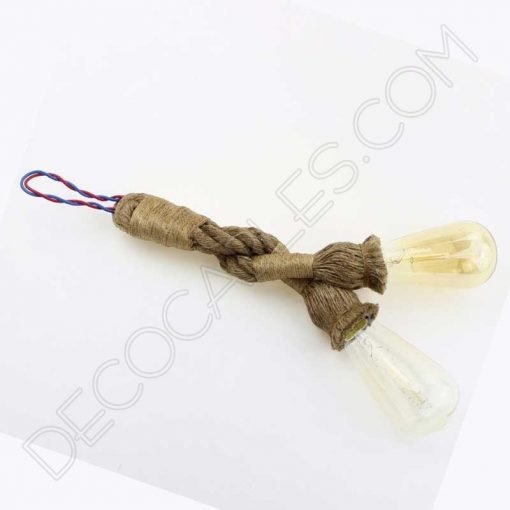 Lámpara colgante doble de cuerda trenzada 8 Lámpara colgante soga dos brazos