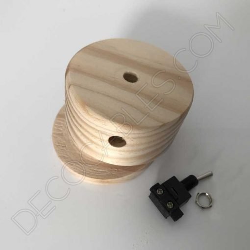 Interruptor de paso de madera 7 Interruptor de paso de madera para lámparas redondo con base plana