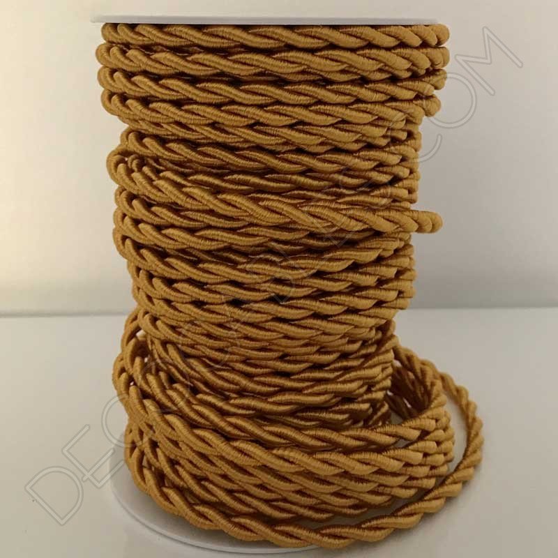 Cable eléctrico trenzado de seda color ocre Cable eléctrico trenzado de seda color ocre