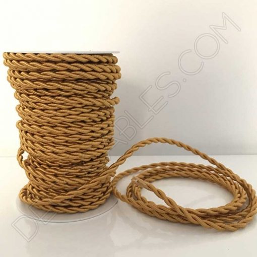 Cable trenzado de seda (ocre) 1 Cable eléctrico trenzado de seda color ocre