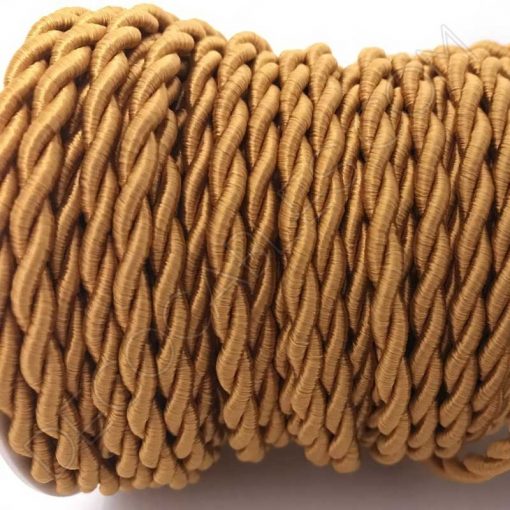Cable eléctrico trenzado de seda color ocre