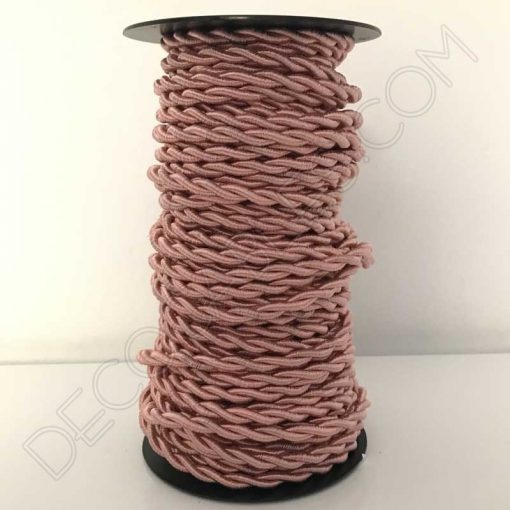 Cable eléctrico trenzado de seda color rosa