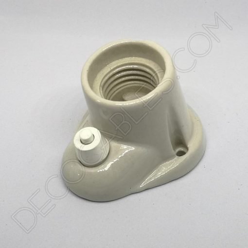 Portalámparas zócalo inclinado de porcelana con interruptor 3 Portalámparas cerámico blanco inclinado zócalo con interruptor