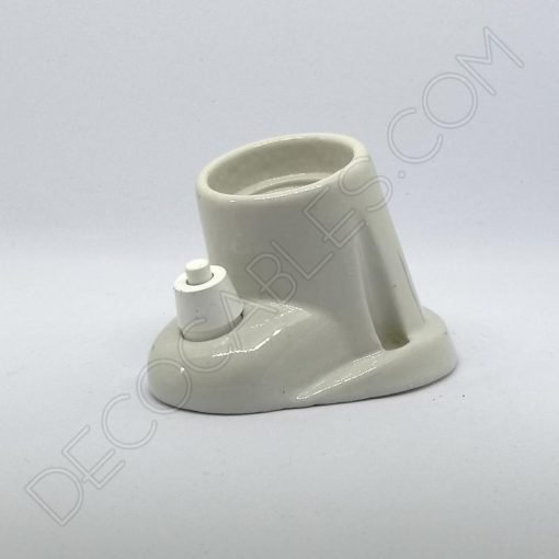 Portalámparas zócalo inclinado de porcelana con interruptor 2 Portalámparas cerámico blanco inclinado zócalo con interruptor