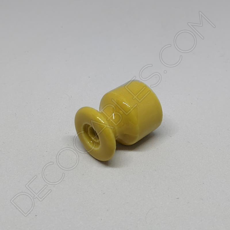 Aislador de porcelana para cable eléctrico trenzado ocre Aislador de porcelana para cable eléctrico trenzado ocre