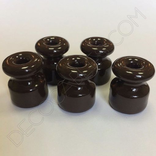 Aisladores de porcelana de colores para cable trenzado 2 Aislador de porcelana marrón para cables trenzados