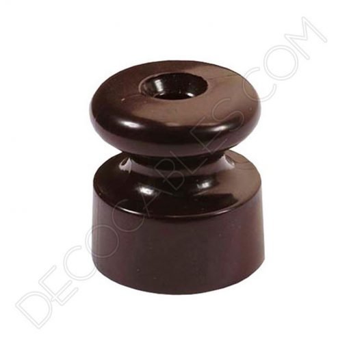 Aislador de porcelana marrón para cables trenzados