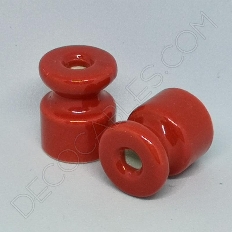 Aislador de porcelana para cable eléctrico trenzado rojo Aislador de porcelana para cable eléctrico trenzado rojo