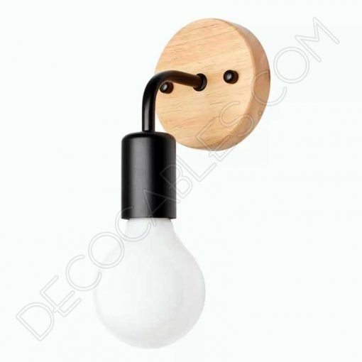 Lámpara Aplique de pared metálica soporte en Madera 5 Lámpara aplique de pared en metal y madera