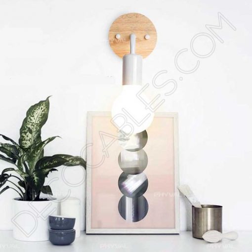 Lámpara Aplique de pared metálica soporte en Madera 4 Lámpara aplique de pared en metal y madera
