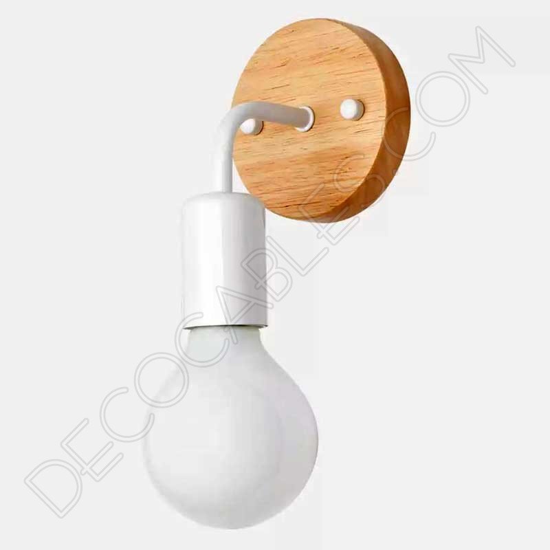 Lámpara aplique de pared en metal y madera Lámpara aplique de pared en metal y madera