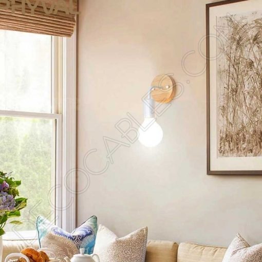 Lámpara Aplique de pared metálica soporte en Madera 3 Lámpara aplique de pared en metal y madera