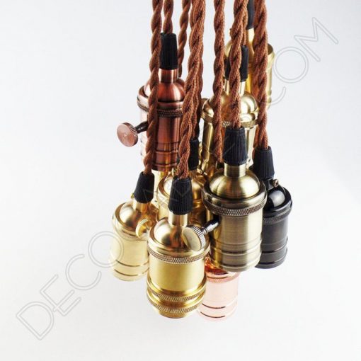 Lámpara Colgante con portalámpara de perilla dorado 2 Lámpara colgante con portalámpara de perilla