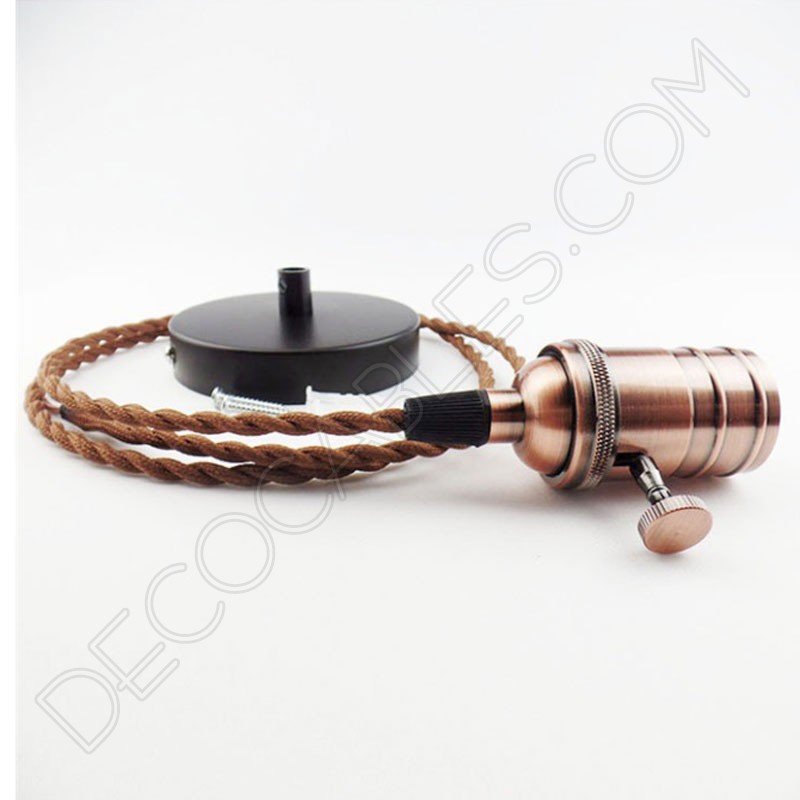 Lámpara colgante con portalámpara de perilla cobre viejo Lámpara colgante con portalámpara de perilla cobre viejo