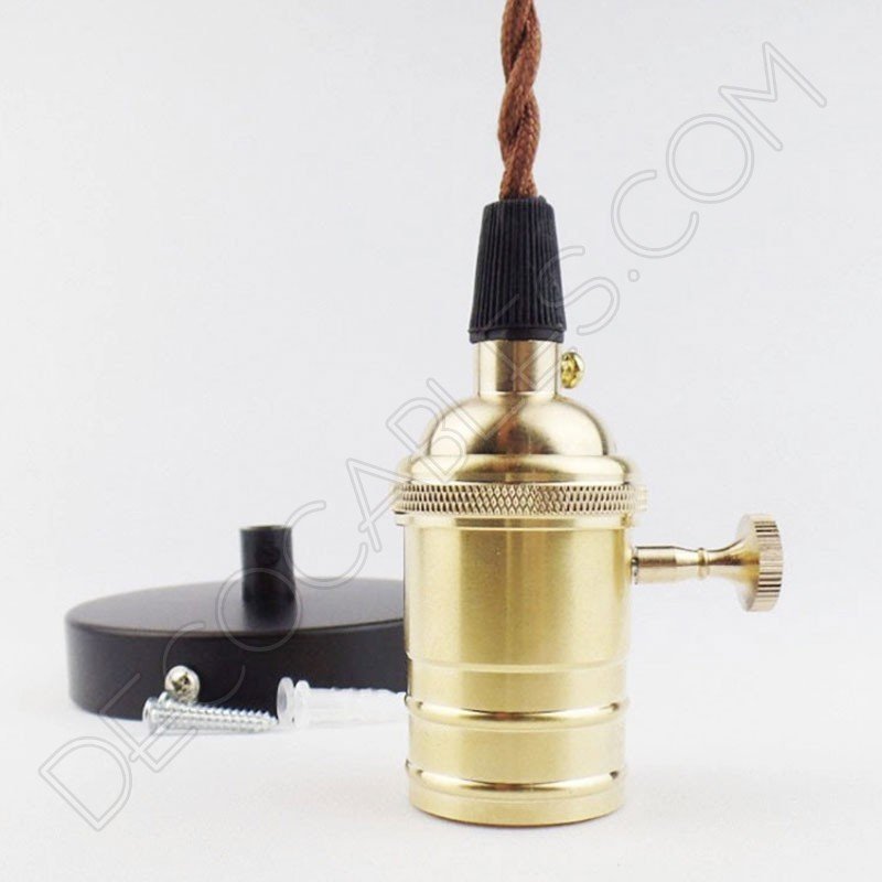 Lámpara colgante con portalámpara de perilla dorado Lámpara colgante con portalámpara de perilla dorado