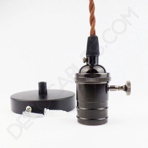 Lámpara colgante con portalámpara de perilla negro perla