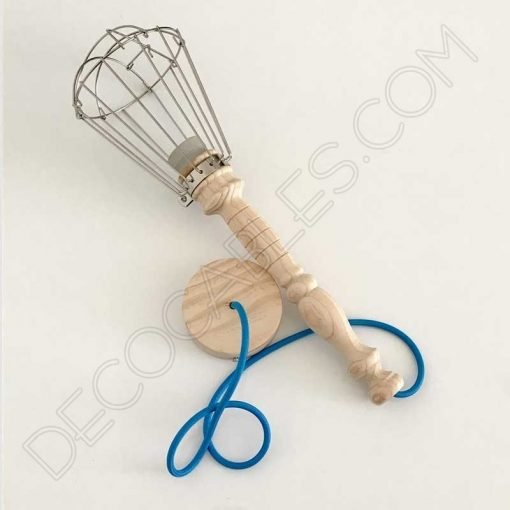 Lámpara Colgante de Madera con Jaula metálica 6 Lámpara colgante de madera con jaula metálica