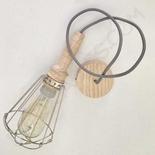 Lámpara Colgante de Madera con Jaula metálica 4 Lámpara colgante de madera con jaula metálica