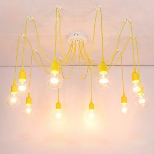 Lampara de techo tipo araña amarilla