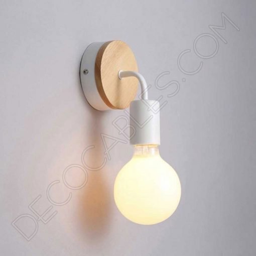 Lámpara Aplique de pared soporte en Madera y Metal 3 Lámpara aplique de pared de metal y madera en blanco