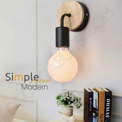 Lámpara Aplique de pared soporte en Madera y Metal 5 Lámpara aplique de pared de metal y madera en negro