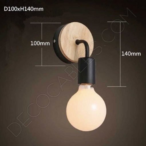 Lámpara Aplique de pared soporte en Madera y Metal 8 Lámpara aplique de pared de metal y madera en negro