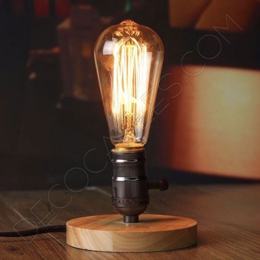 Lámpara de sobremesa con peana de Madera 4 Lámpara de sobremesa con peana de madera