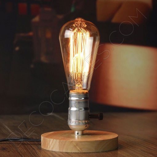 Lámpara de sobremesa con peana de Madera 2 Lámpara de sobremesa con peana de madera