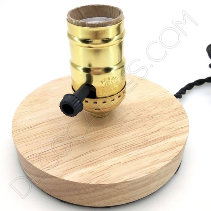 Lámpara de sobremesa con peana de madera Lámpara de sobremesa con peana de madera