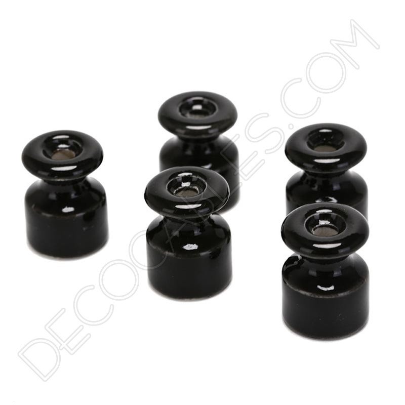 Aislador de porcelana para cable eléctrico trenzado negro Aislador de porcelana para cable eléctrico trenzado negro