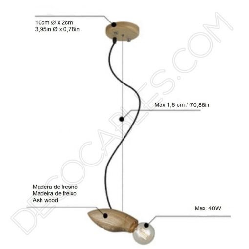 Lámpara colgante de madera modelo abeja