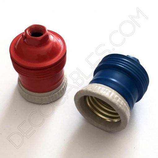 Portalámparas de latón de colores 3 Portalámparas de latón rojo y azul