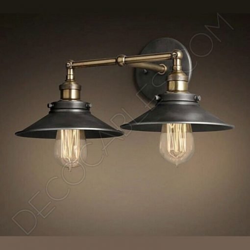 Lámpara Aplique de pared Vintage dos brazos con plato 3 Lámpara Aplique de pared dos brazos vintage